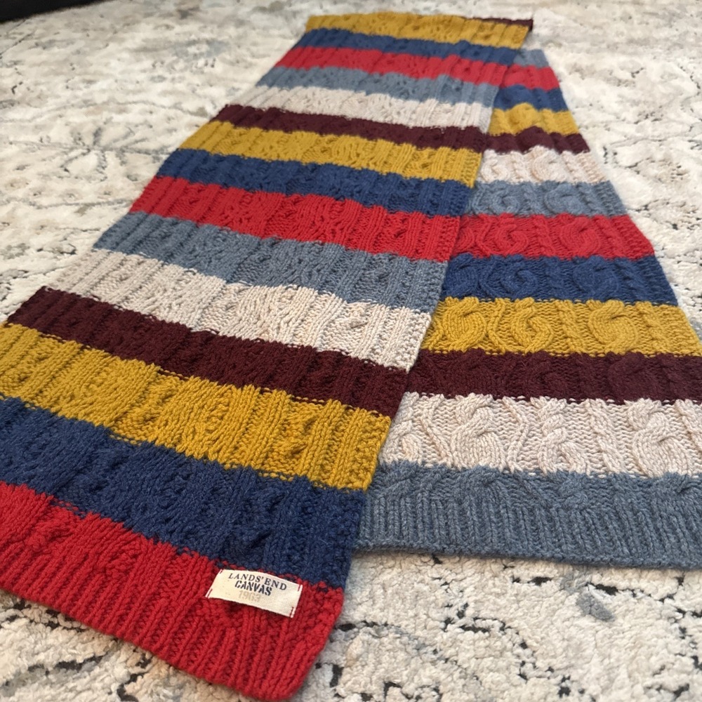 Lands End Scarf,Multicolored,Soft Knit, Long Cotton Canvas Line 2008-2013 64"
